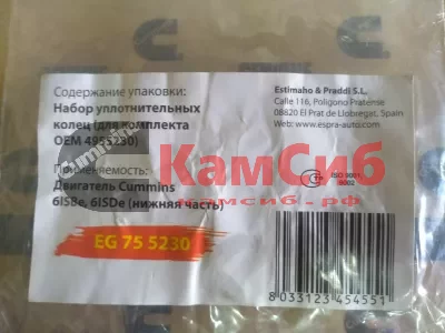 Комплект уплотнительных колец Cummins 6ISBe/6ISDe (нижяя часть) для комплекта 4955230